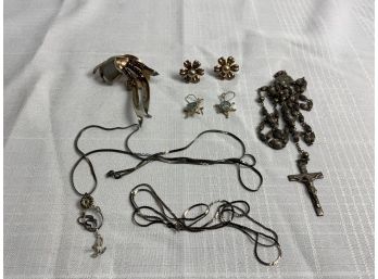 Sterling Jewelry Lot Including A Large Pin 69.9 Grams