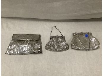 3 Vintage Whiting And Davis Silver Colored Mess Purses