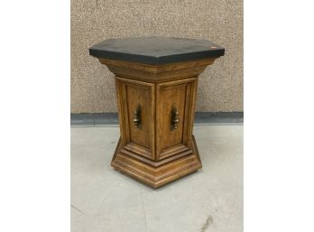 Slate Top Side Table With 2 Door Front