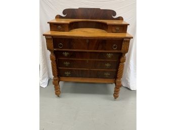 Antique Federal C1840 2 Over 4 Maple And Mahogany Dresser