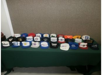 30 Hats With Novelty Advertising Including Marlboro, Coors, Budweiser, Autopalace (signed) And More