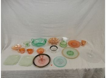 Glassware Including Depression Era Glass In Various Colors And Styles