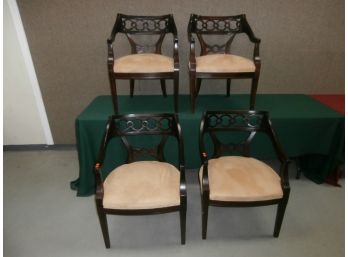 4 Armchairs With Upholstered Seats And Mahogany Frames
