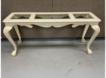 White Glass Top Hall Table With Paw Feet