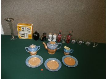 West Virginia Glass Silver Overlay Vase, Thermo Serv Classic Car Theme Insulated Mugs And More