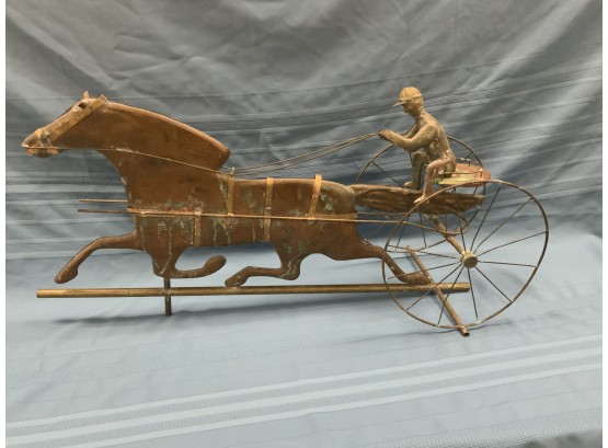 Horse Drawn Copper And Brass Weathervane