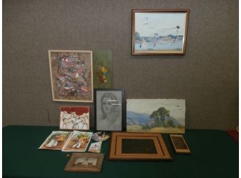 Art Work Including A Micro Mosaic Frame, Antelope Framed Fresco, Metal Work Pictures And More
