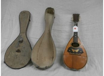 Lyra Brand Lute By Bruno, Made In The U.S.A. With Case Decorated With A Butterfly And Star Motif