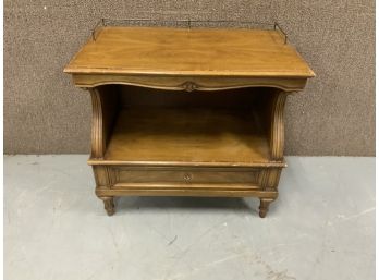 French Provincial 1 Drawer Side Table With Brass Gallery