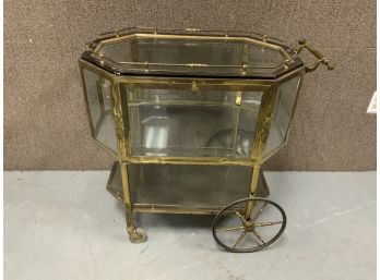 Ornate Brass And Glass Tea Service Cart