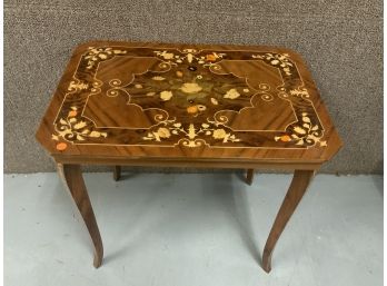 Inlaid Side Table With Floral Detail