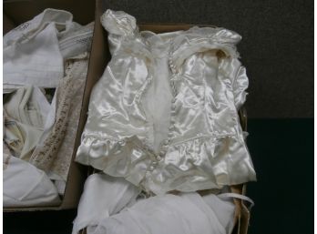 Large Textile Lot Including Doilies, Linens, Assorted Fabric, Napkins, A Gown And Other Related Items