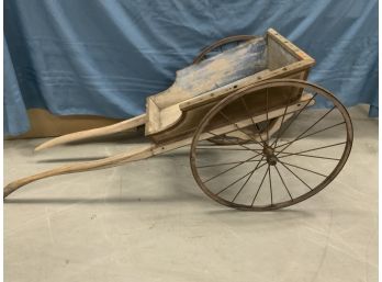 Antique Childs Pull Cart With Original Robin Blue Paint