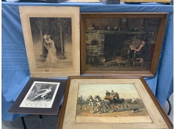 4 Prints Including 2 Antique And 2 Modern