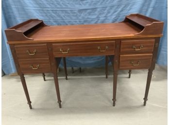 Mahogany 5 Drawer Flat Top Desk With 8 Legs
