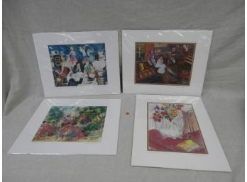4 Matted Prints By Elaine Elliot