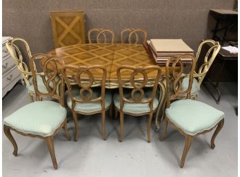 Karges French Provincial Dining Room Table With 8 Chairs Including 2 Arm Chairs And 1 Leaf