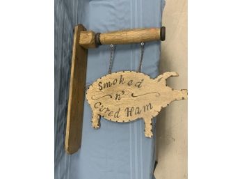 Reproduction Smoked And Cured Ham Pig Sign With Bracket Double Sided