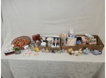Large Home Decor Lot Including Holiday Themed Items For Easter, Candles, Pottery And More