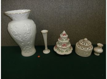 Lenox China Including A Vase, Christmas Tree, Illuminations Versailles Round Covered Candlebox And More