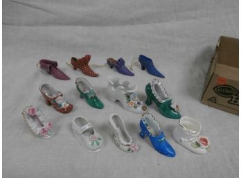 Miniature Ceramic Shoe Collection Including Some Shoe Ornaments