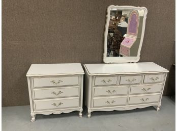 Lea 2 Pc White French Provincial Dressers Including One With A Mirror