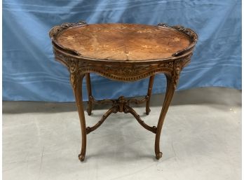 Carved Inlaid Mahogany Side Table