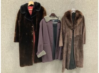 3 Womens Fur, Leather,or Faux Fur Jackets Including Hillary Radley