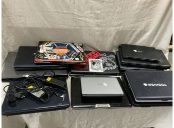 13 Pieces, Acer, Toshiba Lap Tops All As Is And 2 Power Cords
