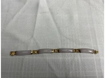 14k Oriental Style Hard Stone Bracelet 14.1g