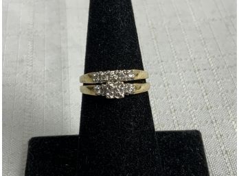 2 Ring Diamond Engagement 10k Ring And Wedding Band  Set 3.1g