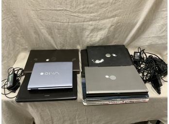 7 Dell And Sony Laptops With 5 Chargers
