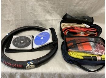 Emergenacy Car Kit And A Hello Kitty Steering Wheel Cover And CDs