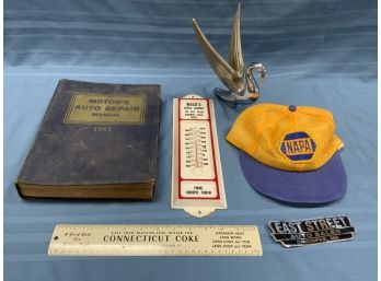Automotive Lot Including 1961 Repair Manual And A Packard Hood Ornament