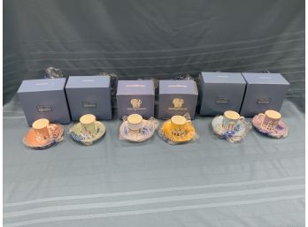6 Wedgewood Grand World Tour Collection Cups And Saucers With Original Boxes
