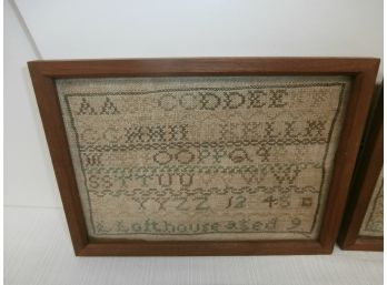3 Framed Samplers, Letters Of Alphabet And Numbers