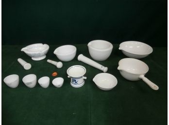 Mortars And Pestles, Delft  Holland Squibb Mini Rx Mortar Pharmaceuticals And Coors USA Porcelain Apothecary