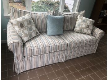 7 Ft Sleeper Sofa With A Striped Upholstery