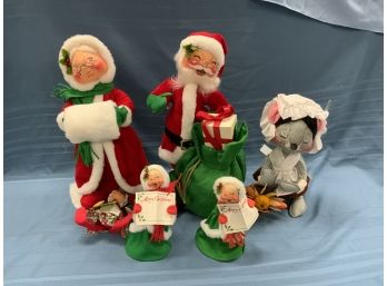 6 Annalees Including 18 Inch Santa And Mrs. Claus And Others