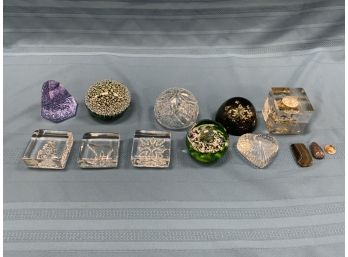 Paperweight Collection Including Waterford, Murano, And Hadeland
