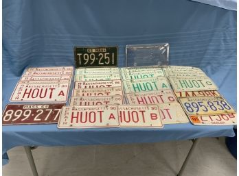 Collection Of Massachusetts License Plates Including Dealer Plates