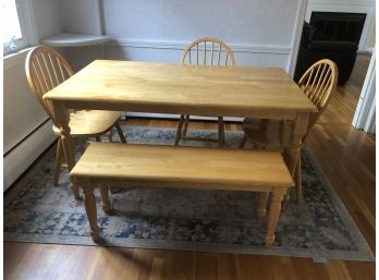 5 Piece Kitchen Table Set With A Bench And 3 Side Chairs