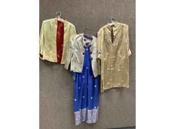 4 Pieces Of Oriental Style Clothing Mostly Silk