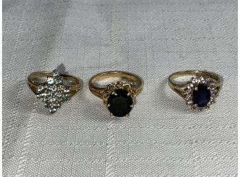 3 10k Gem Stone Rings 8.2 Grams