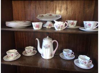 Shelley Porcelain Lunch Set With Teapot, Cake Plate, And More