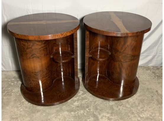 Pair Of Double Sided Tables With Small Shelves Ying Yang Design