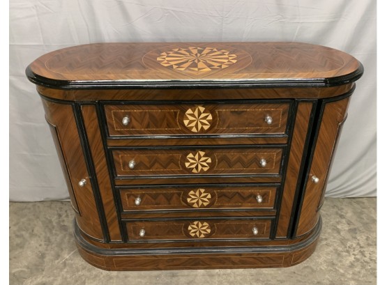Inlaid Oval Inlaid Console Table With 4 Drawers Finished On All Sides