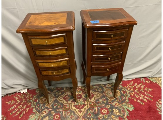 Two Small Inlaid 4 Drawer Stands
