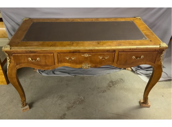 Burled Flat Top Desk With A French Style
