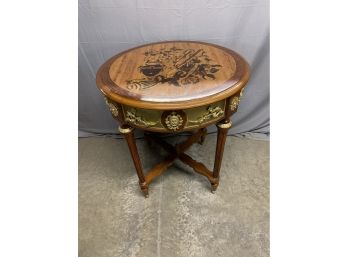 Inlaid Round Center Table With Gold Ormolu